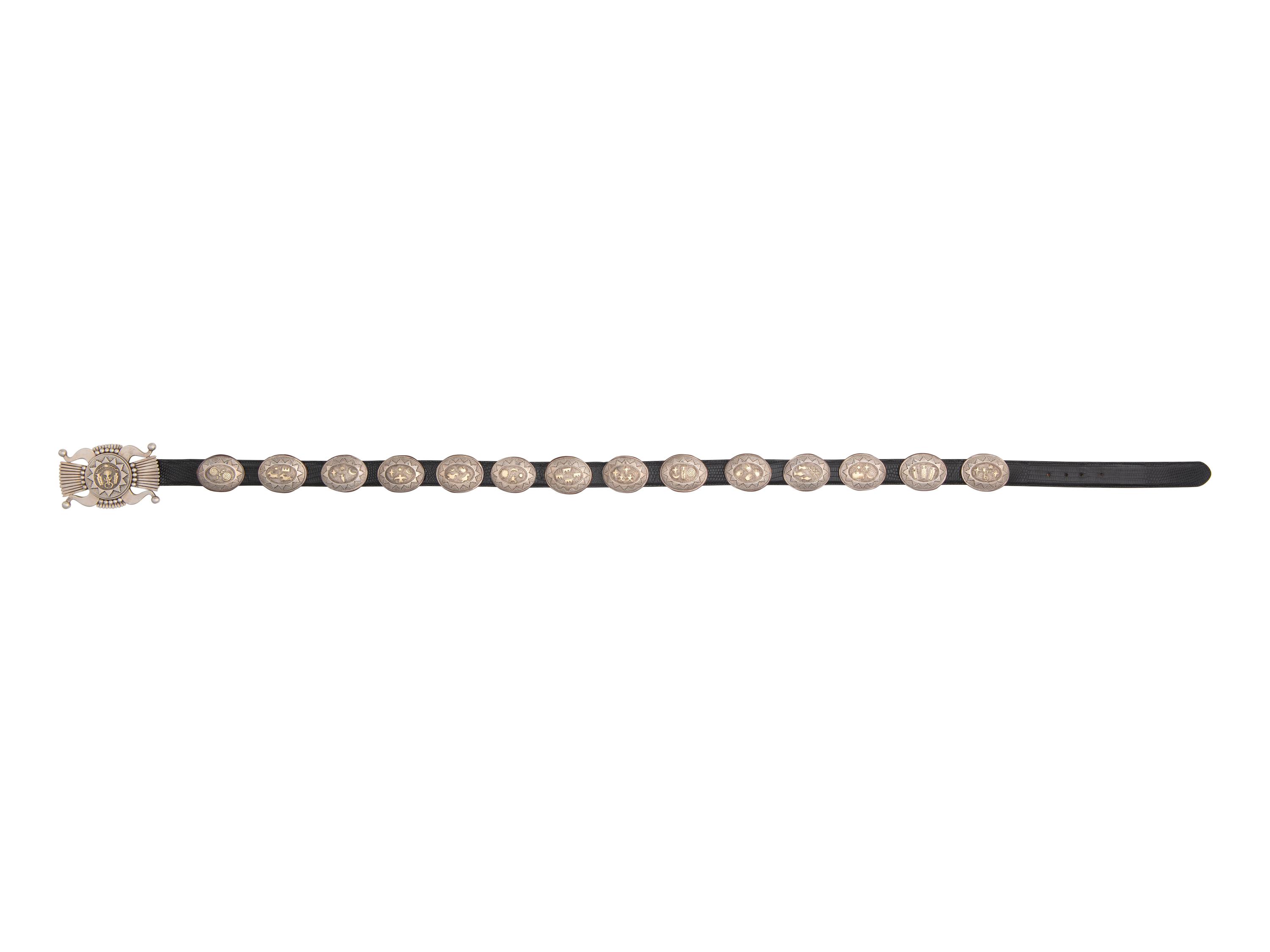 Sterling Silver Concha Belt, with 14K Gold Petroglyph Accents