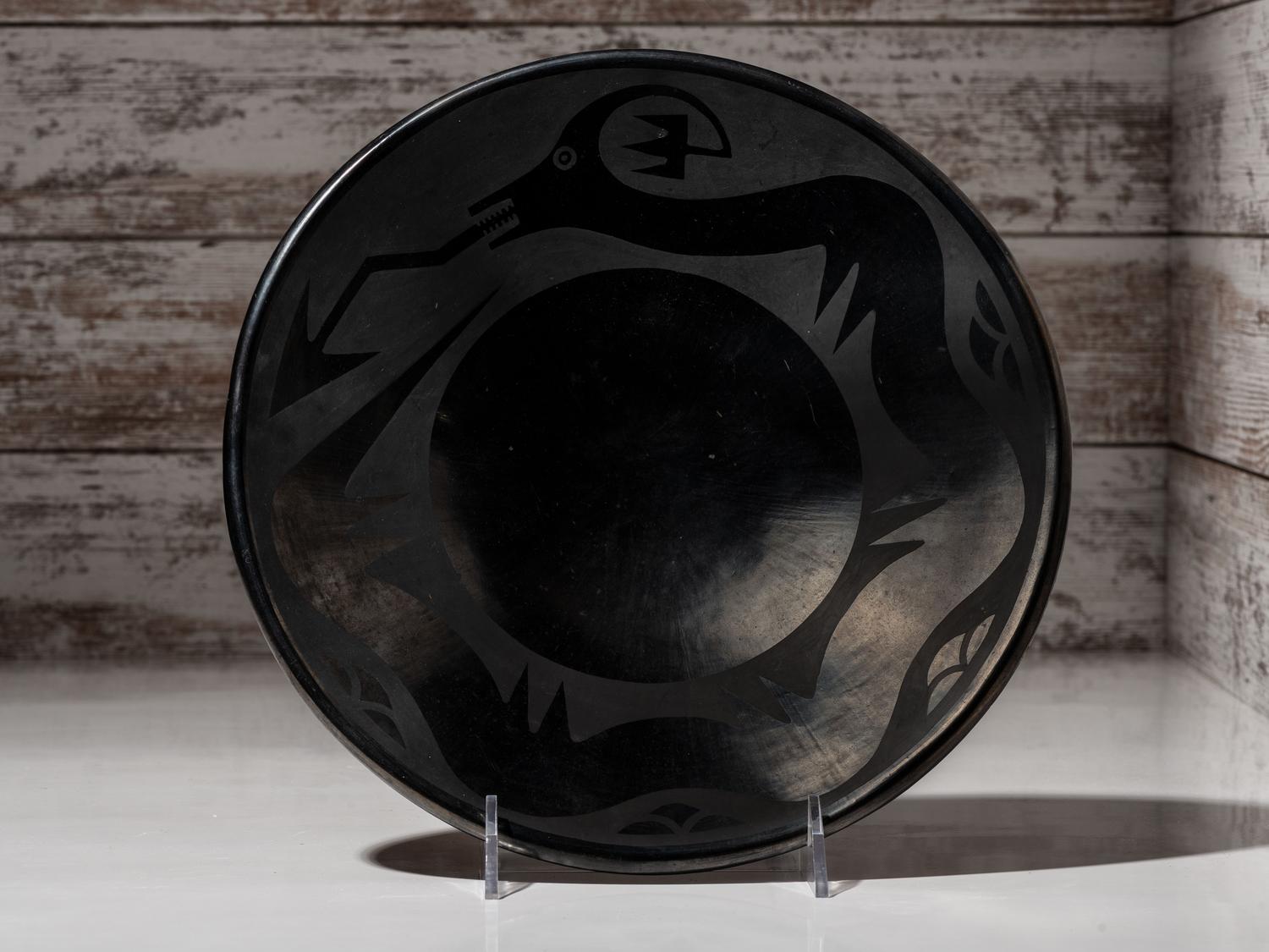 Blackware Pottery Plate, with Gunmetal Finish 1925-1943