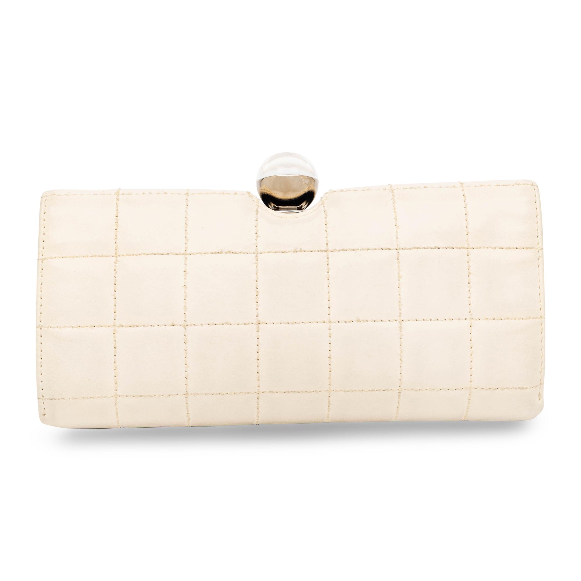 Chanel, Quilted White & Black Leather Clutch