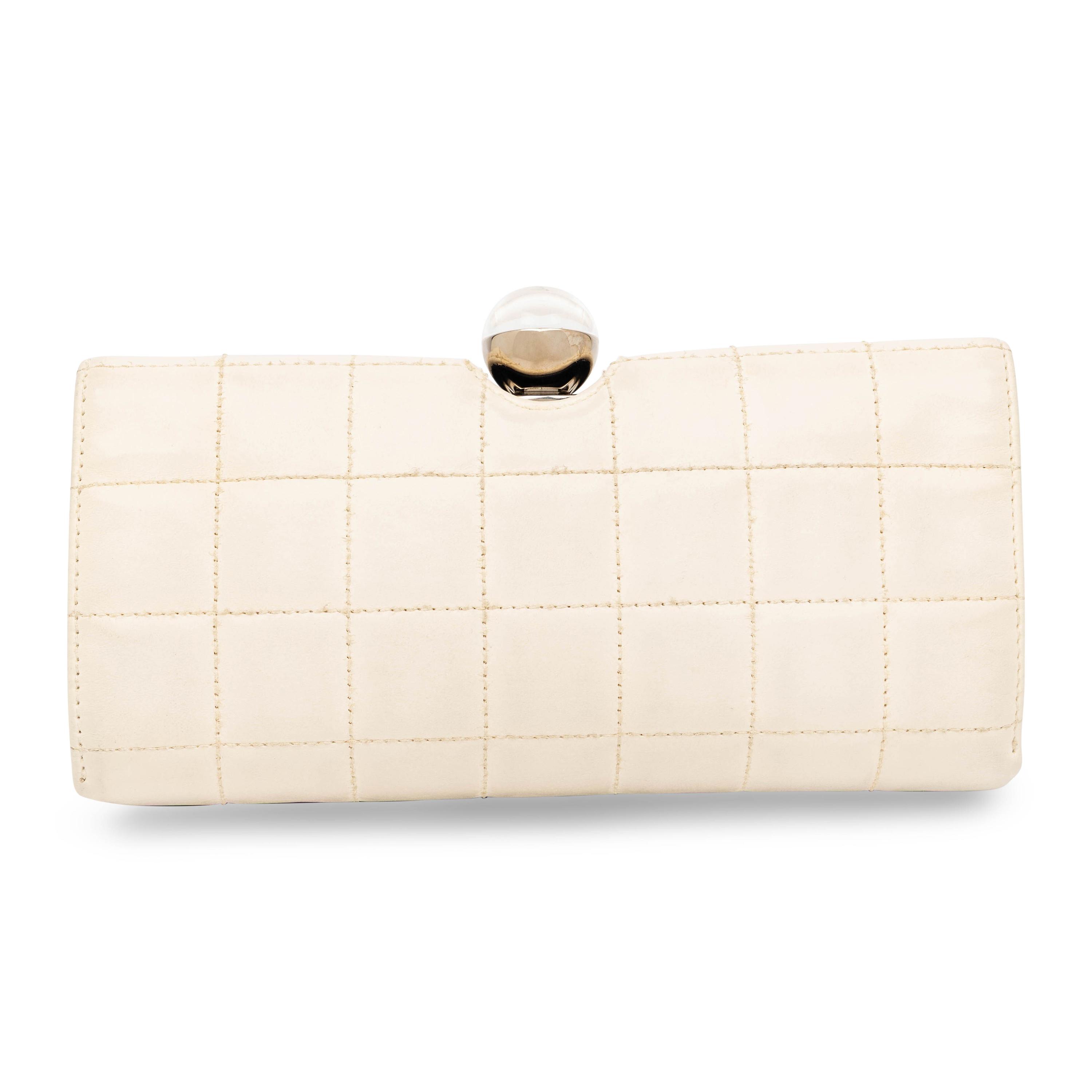 Chanel, Quilted White & Black Leather Clutch