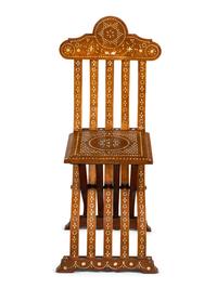 A North Italian Bone-Inlaid Folding Chair
