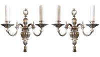 A Pair of American Silver Wash Sconces 12.75" W x 8.5" D x 16" H — United States, Circa 1920