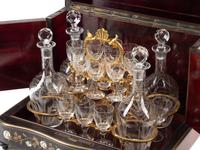 A French Burl Amboyna and Brass-Inlaid Cave à Liqueur