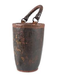 An English Polychrome Decorated Leather Fire Bucket