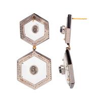 ROCK CRYSTAL, DIAMOND AND ONYX EARRINGS