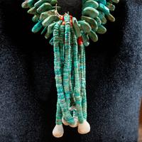 Pueblo Multi-Strand Turquoise Tab Necklace, with Joclas