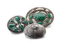 Navajo Silver Belt Buckles, with Inlay
