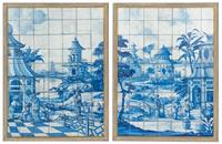 A Pair of Large Tromp L'Oeil Chinoiserie Murals