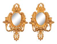 A Pair of French Neoclassical Style Gilt Metal Girandole Mirrors