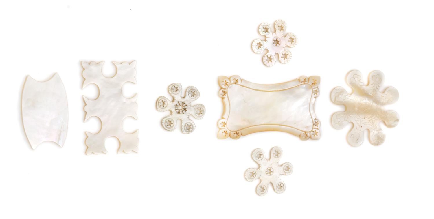 A Collection Seven of Mother-of-Pearl Thread Winders, , of various forms and sizes.