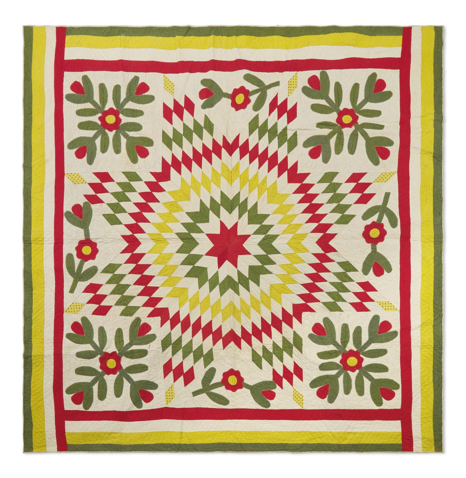 A Pieced And Appliqued "Star of Bethlehem" Quilt