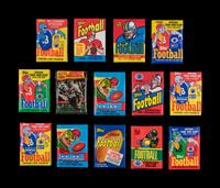 A Large Collection of Unopened and Sealed 1970s and 1980s Topps Football Wax Packs