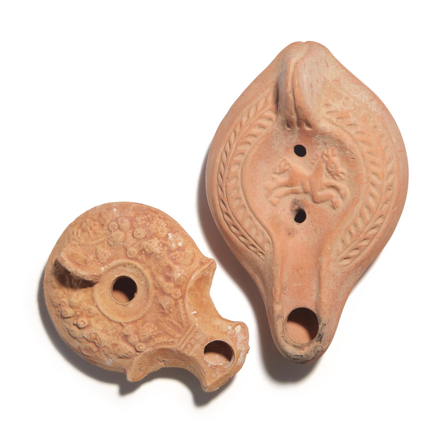Two Late Roman Terracotta Oil Lamps