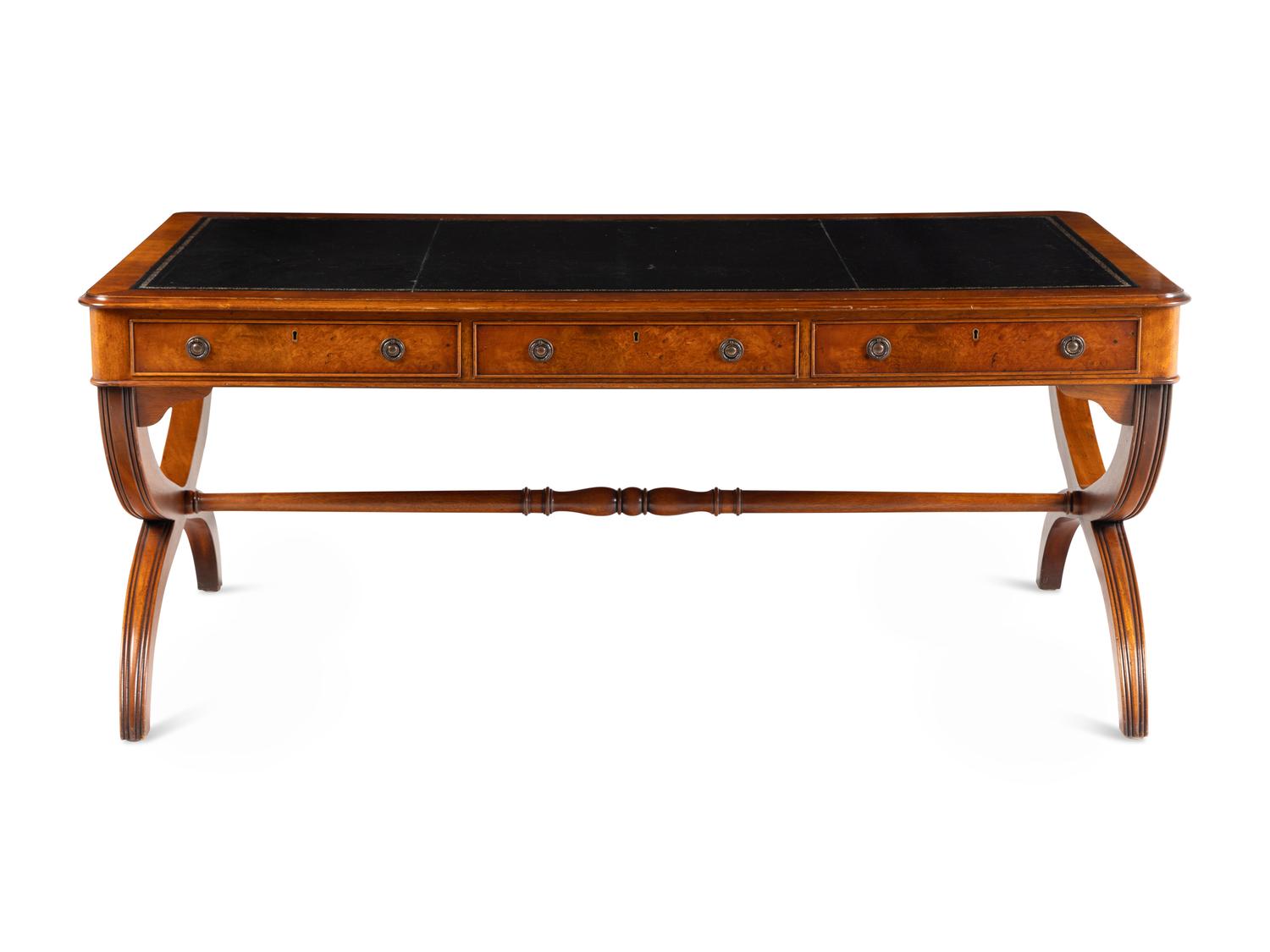 A Regency Style Burl Walnut Writing Desk