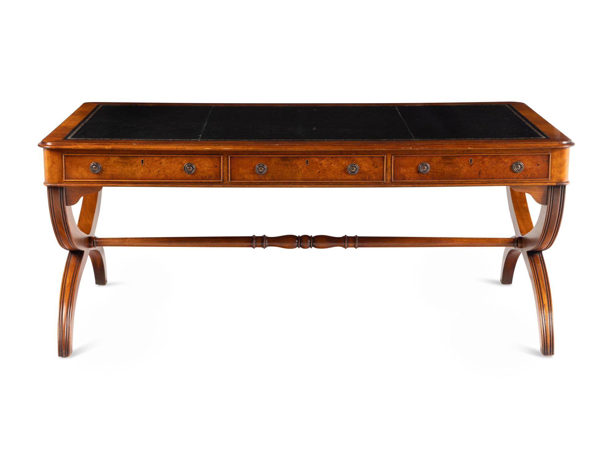 A Regency Style Burl Walnut Writing Desk