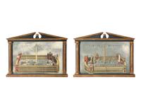 A Pair of Continental Reverse Painted Mirrors