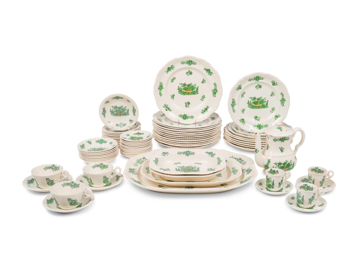 A Spode Green Basket Dinner Service