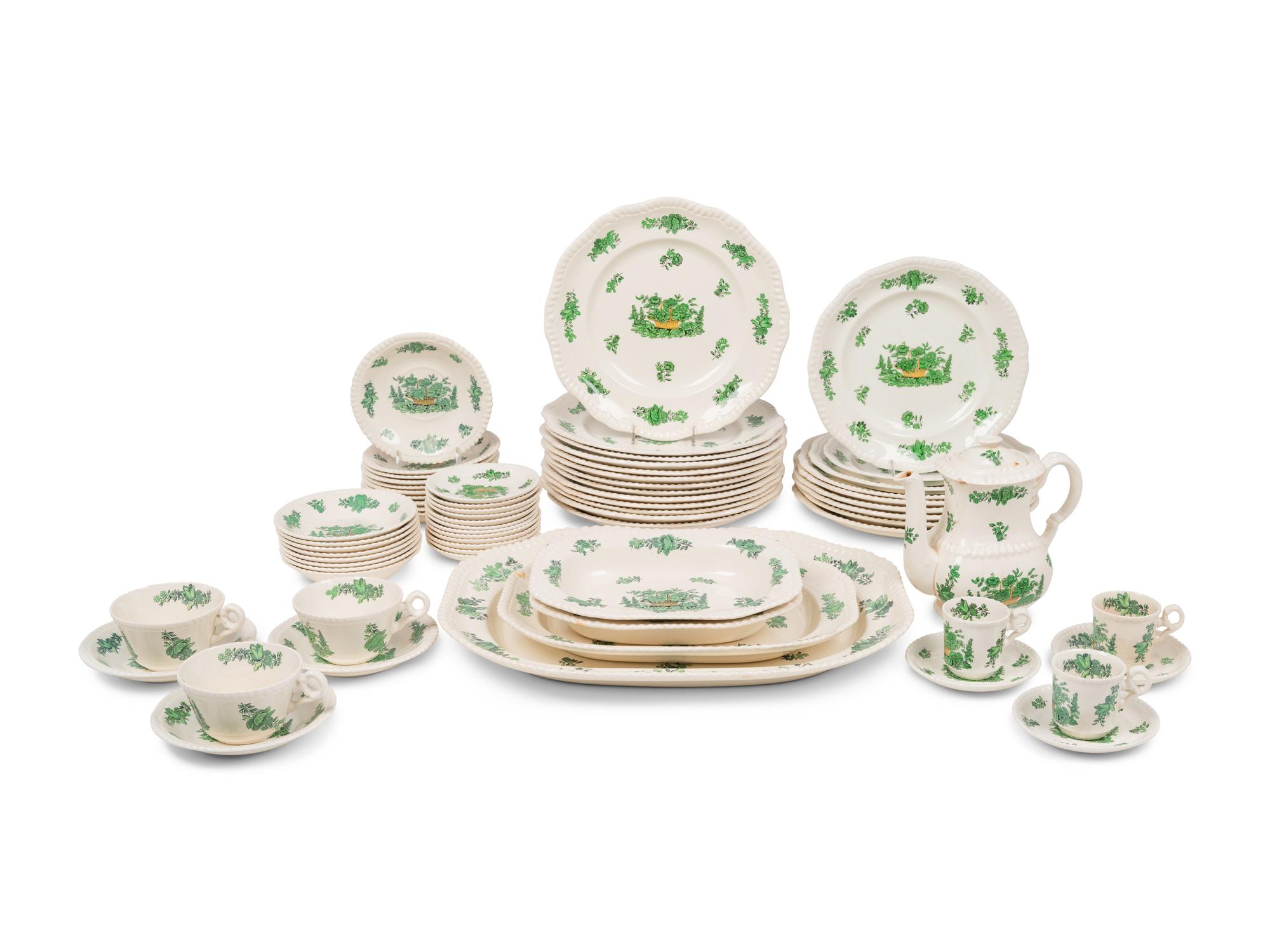 A Spode Green Basket Dinner Service