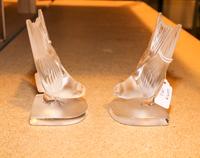 Two Lalique Bookends Height 6 1/4 inches.