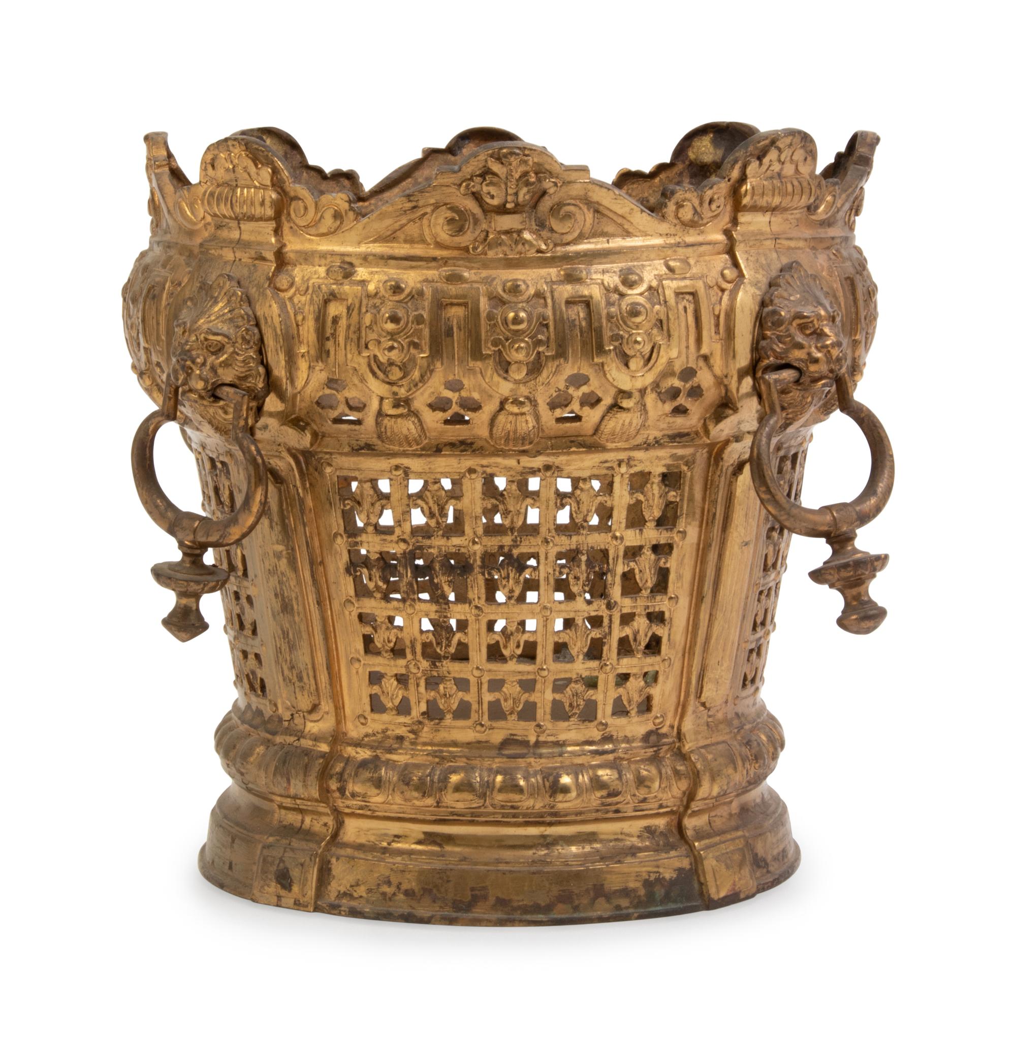 A Victorian Gilt Metal Stand and Jardinière