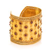 YELLOW GOLD AND RUBY CUFF BRACELET