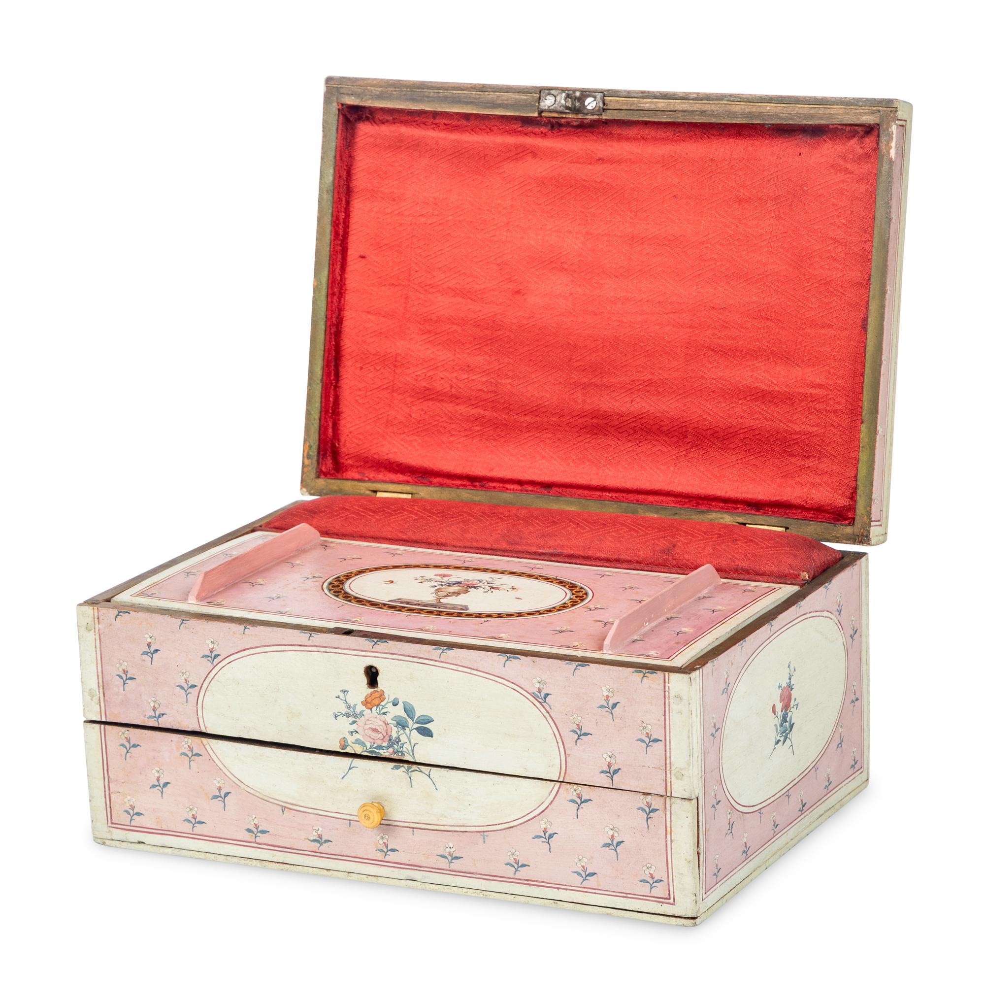 A Royal Painted Wood Work Box