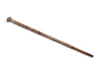 An English Silvered Metal Mounted Brass Explorer's Walking Stick
