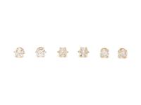 THREE PAIRS OF YELLOW GOLD AND DIAMOND STUD EARRINGS
