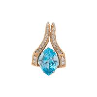BICOLOR GOLD, BLUE TOPAZ AND DIAMOND PENDANT