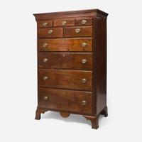 A Chippendale carved and inlaid walnut tall chest Probably Chester County, PA, circa 1780-1790