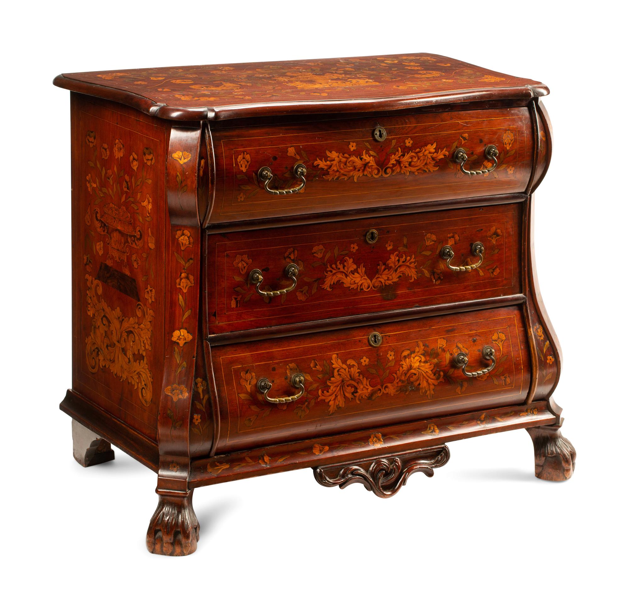 A Dutch Marquetry Inlaid Chest of Drawers — 19TH CENTURY
