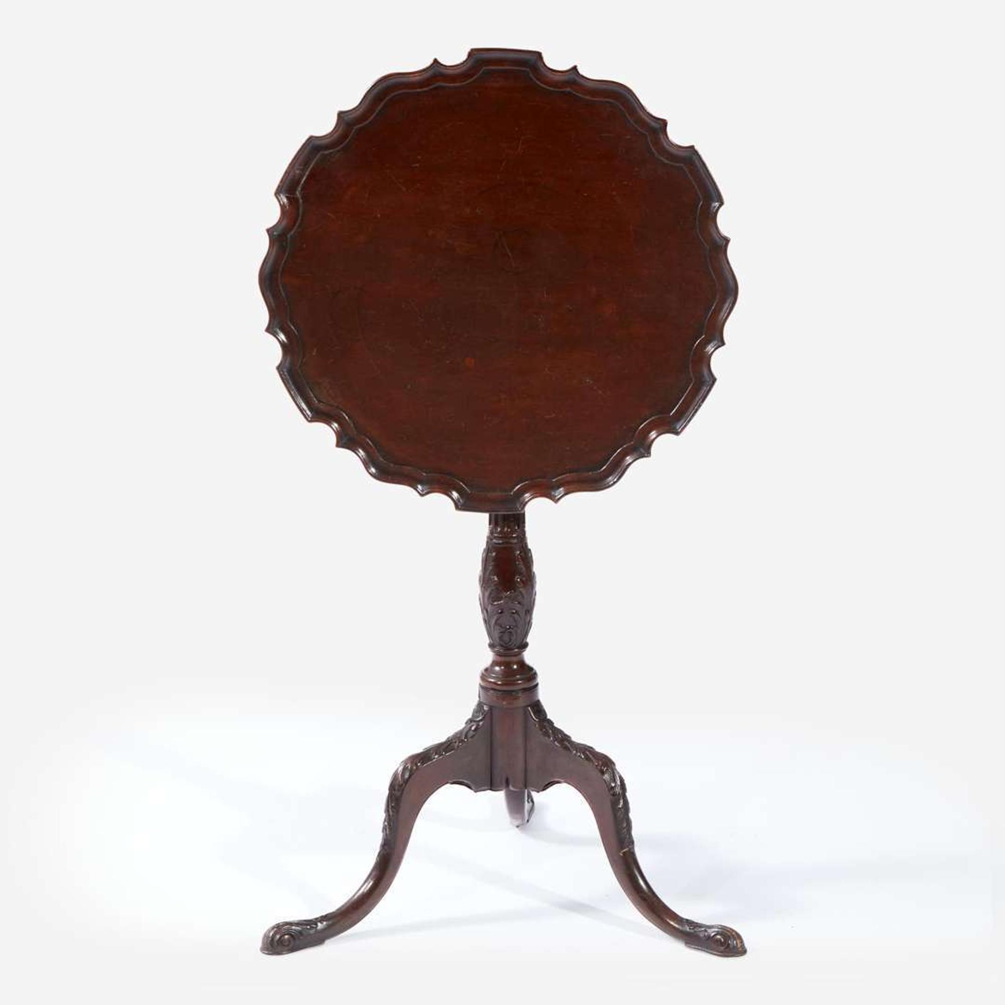 A George III Mahogany Piecrust Tilt-Top Candlestand