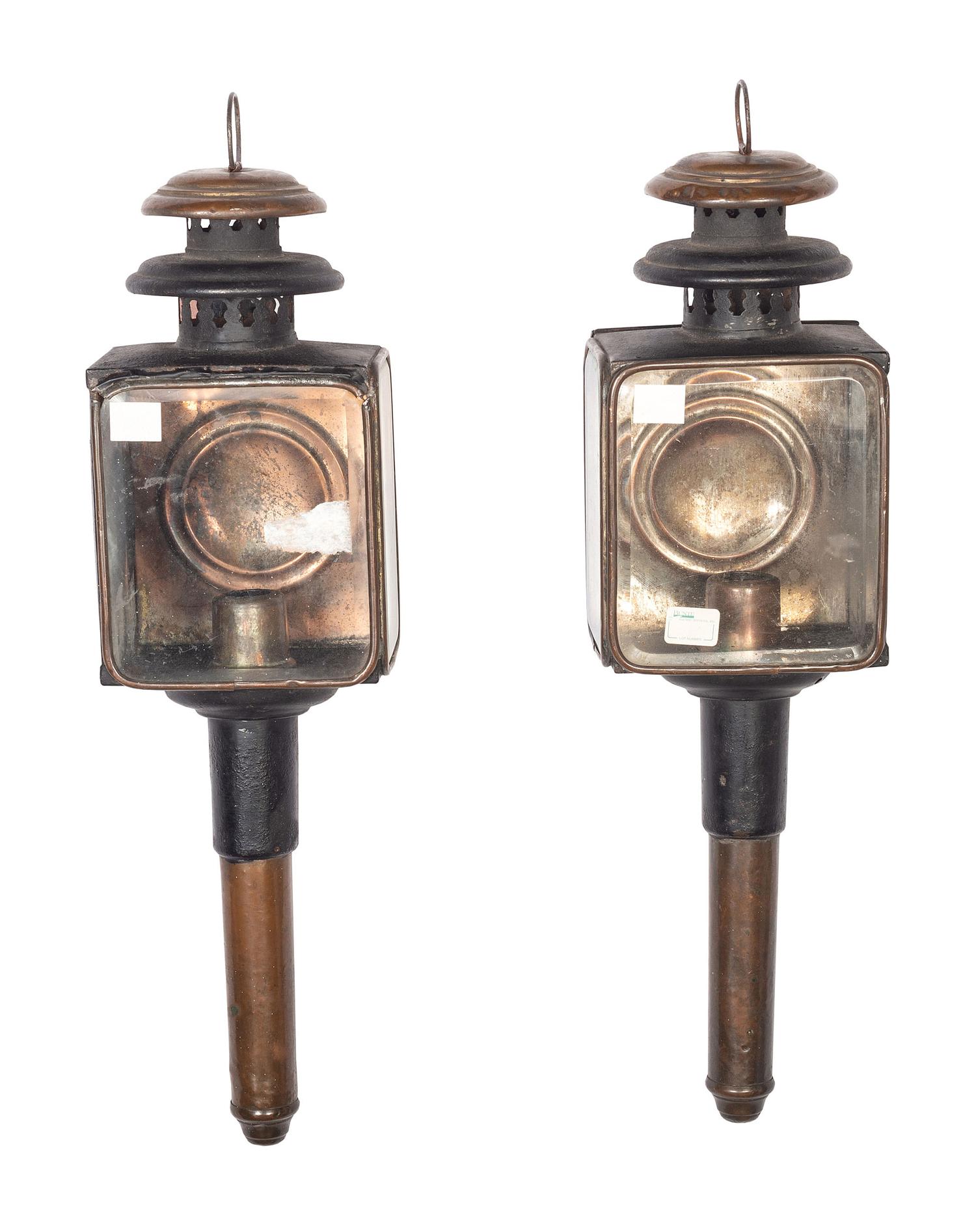 A Pair of Copper and Tin Carriage Lanterns