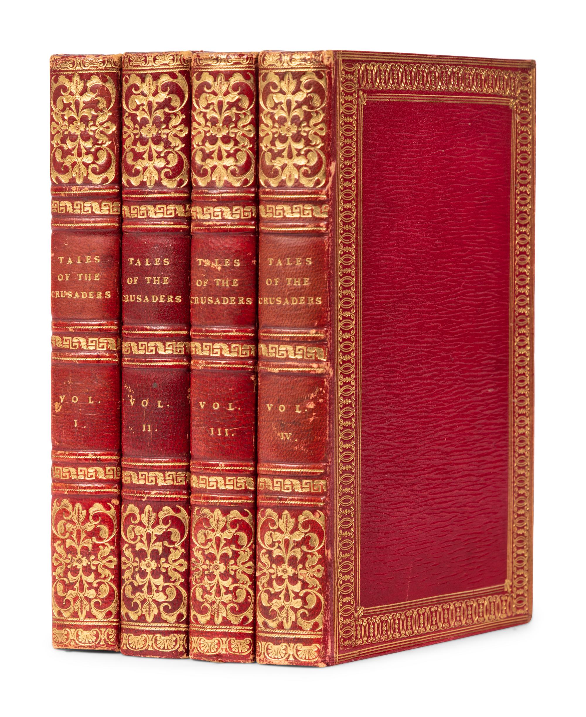[FORE-EDGE PAINTING] – SCOTT, Walter (1771-1832). Tales of the Crusaders. – Vol. I-II, The Betrothed . – Vol. III-IV, The Talisman – Edinburgh & London: Archibald Constable and Co., Hurst, Robinson, and Co., 1825.
