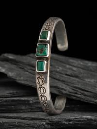 Navajo Ingot and Turquoise Cuff Bracelet