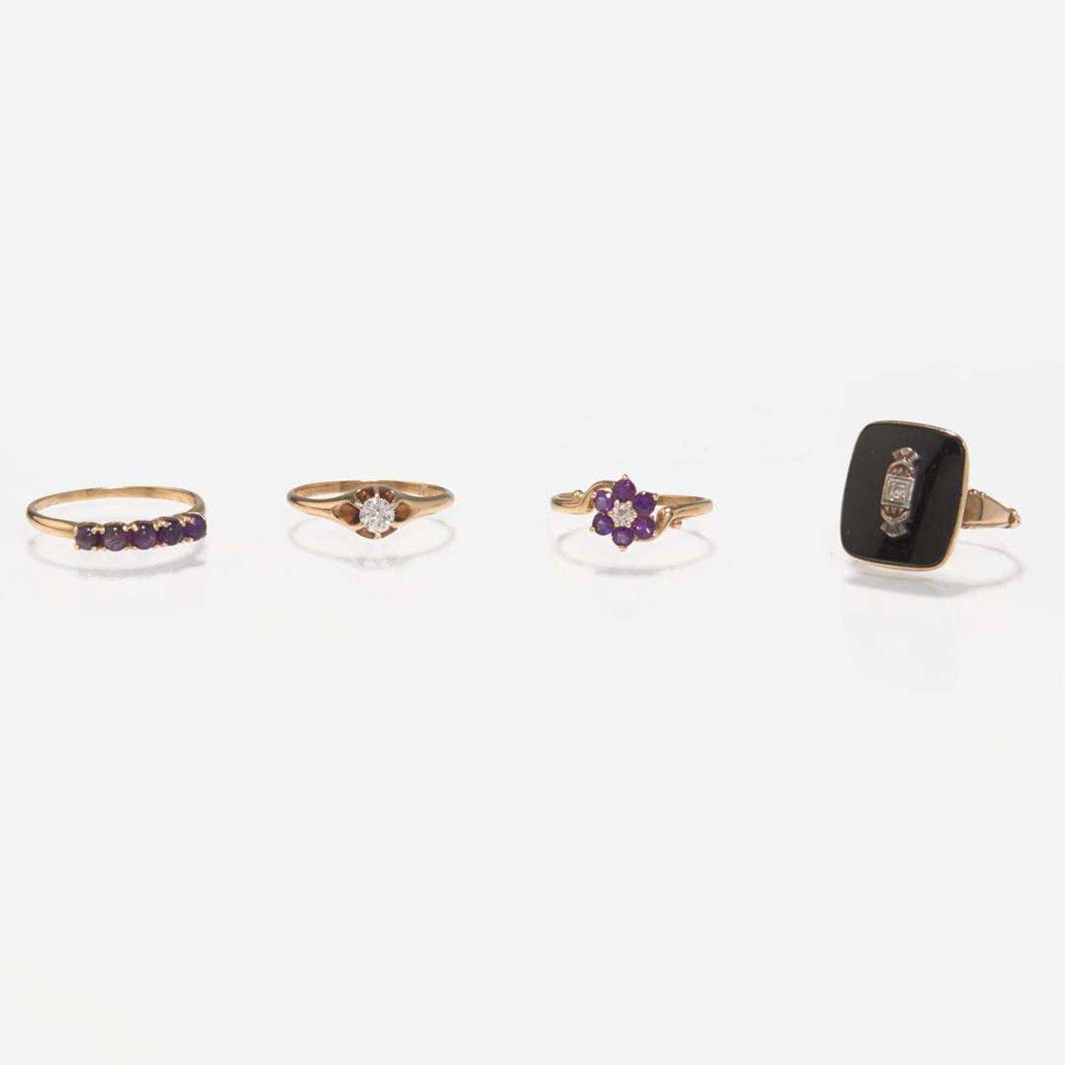 A Collection of Four Vintage Rings