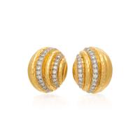 ANDREW CLUNN, HAMMERED GOLD, DIAMOND, AND PLATINUM EARRINGS