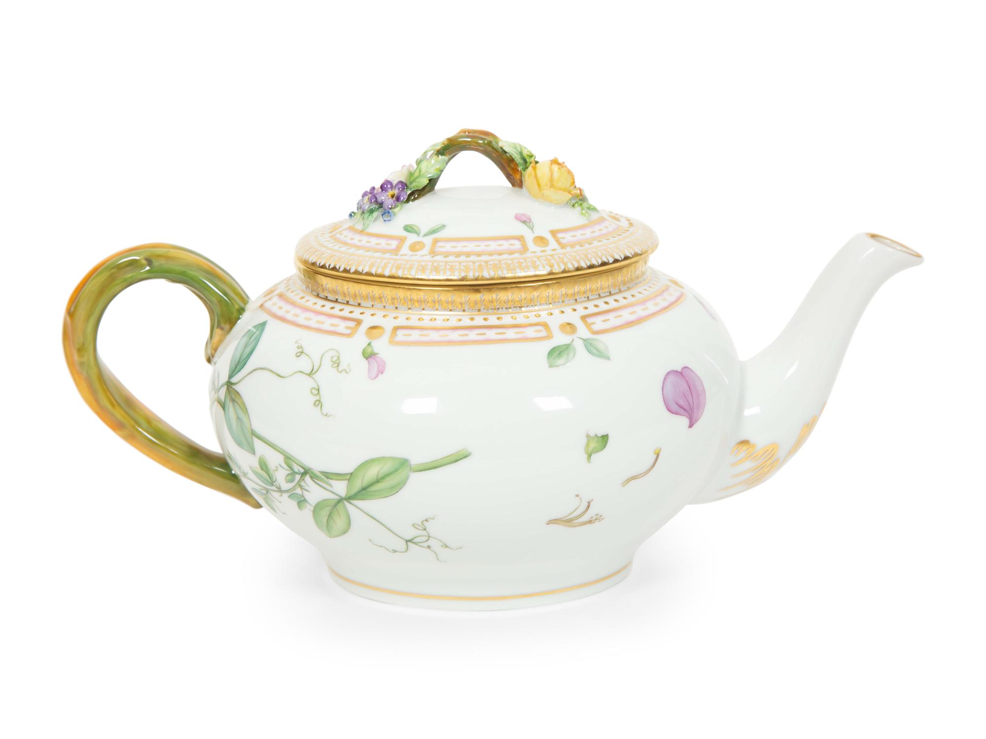 A Royal Copenhagen Flora Danica Porcelain Teapot