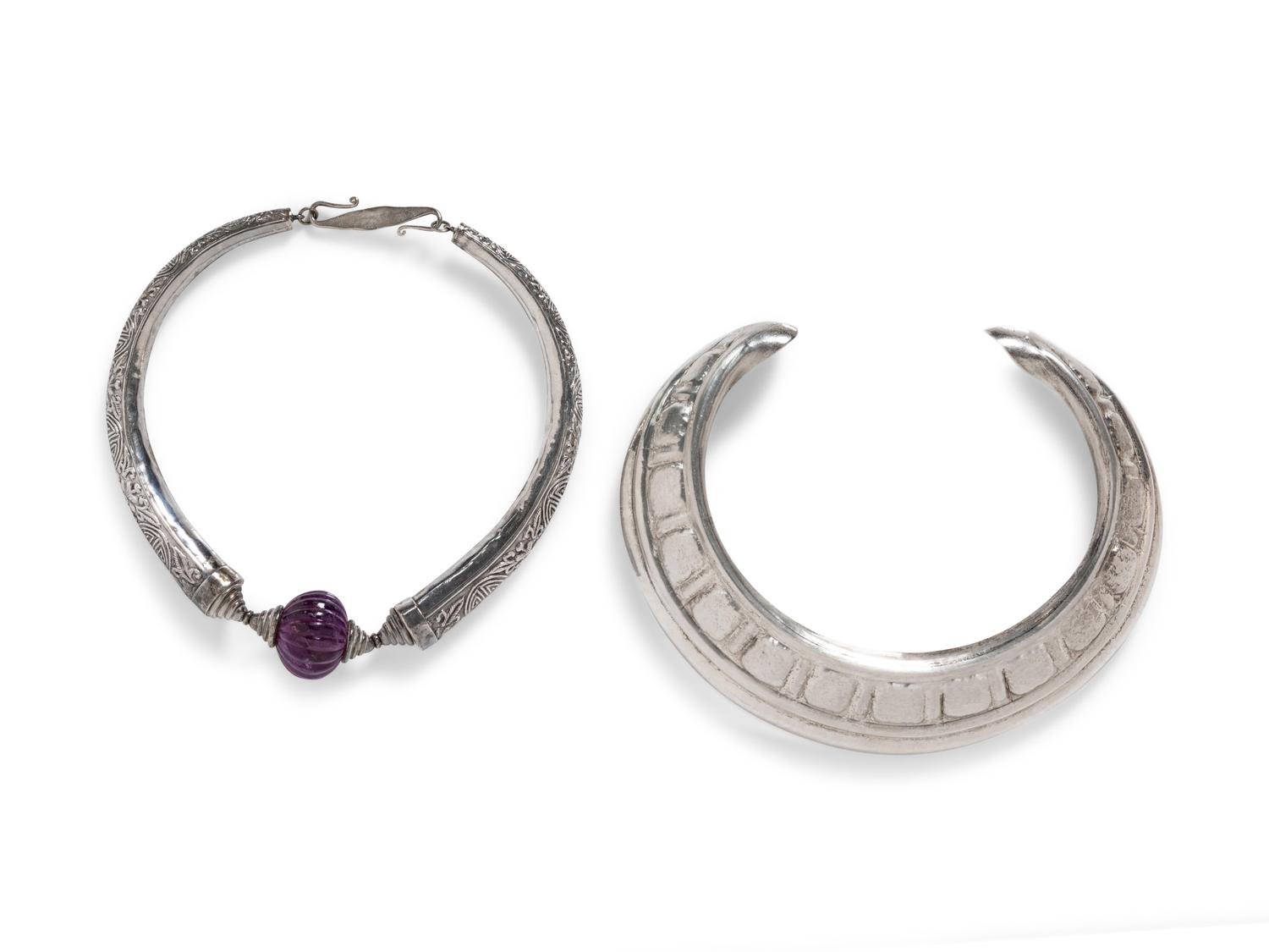 A Collection of Silver Collar Necklaces,