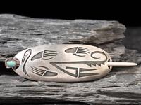 Silver Overlay and Turquoise Hair Pin