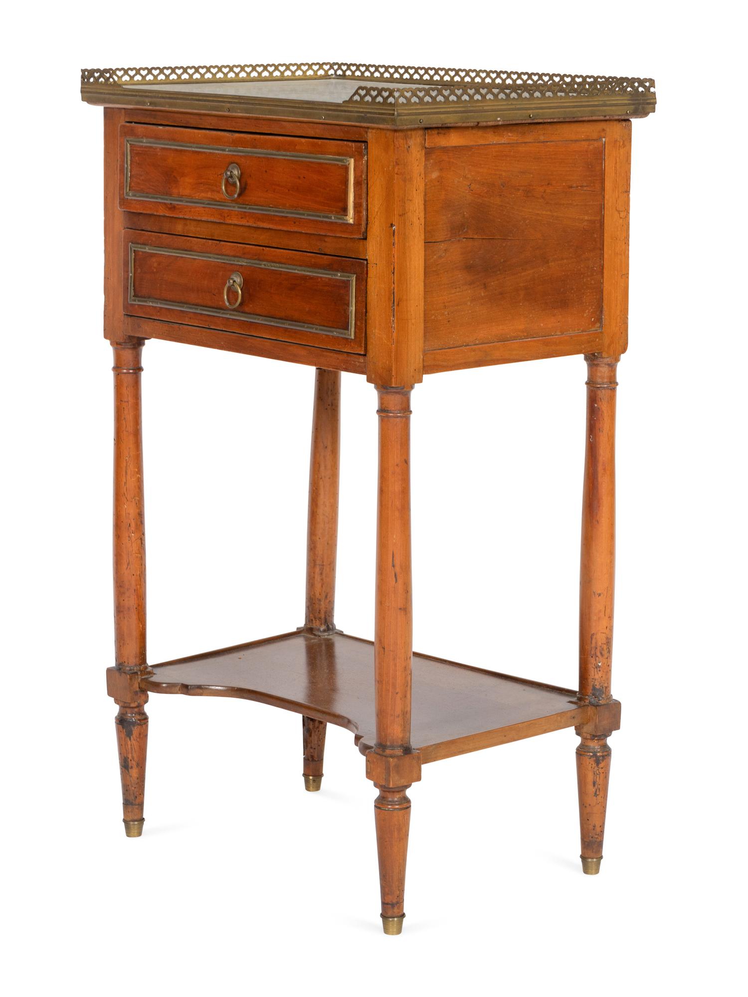 A Directoire Marble-Top Walnut Side Table