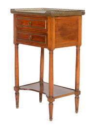 A Directoire Marble-Top Walnut Side Table