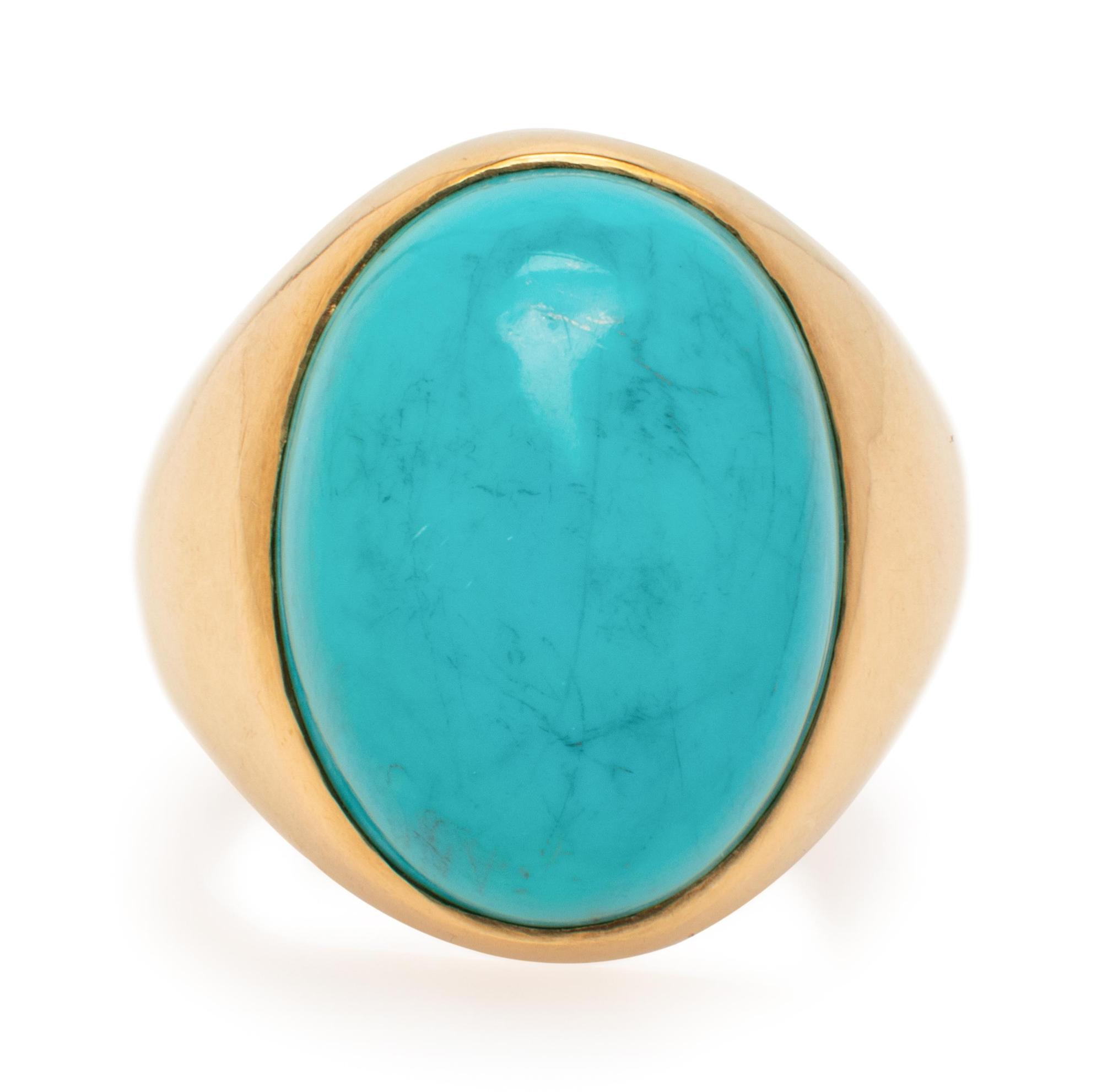 YELLOW GOLD AND TURQUOISE RING