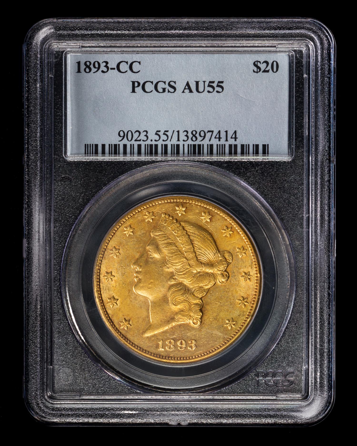 A United States 1893-CC Liberty Head $20 Gold Coin