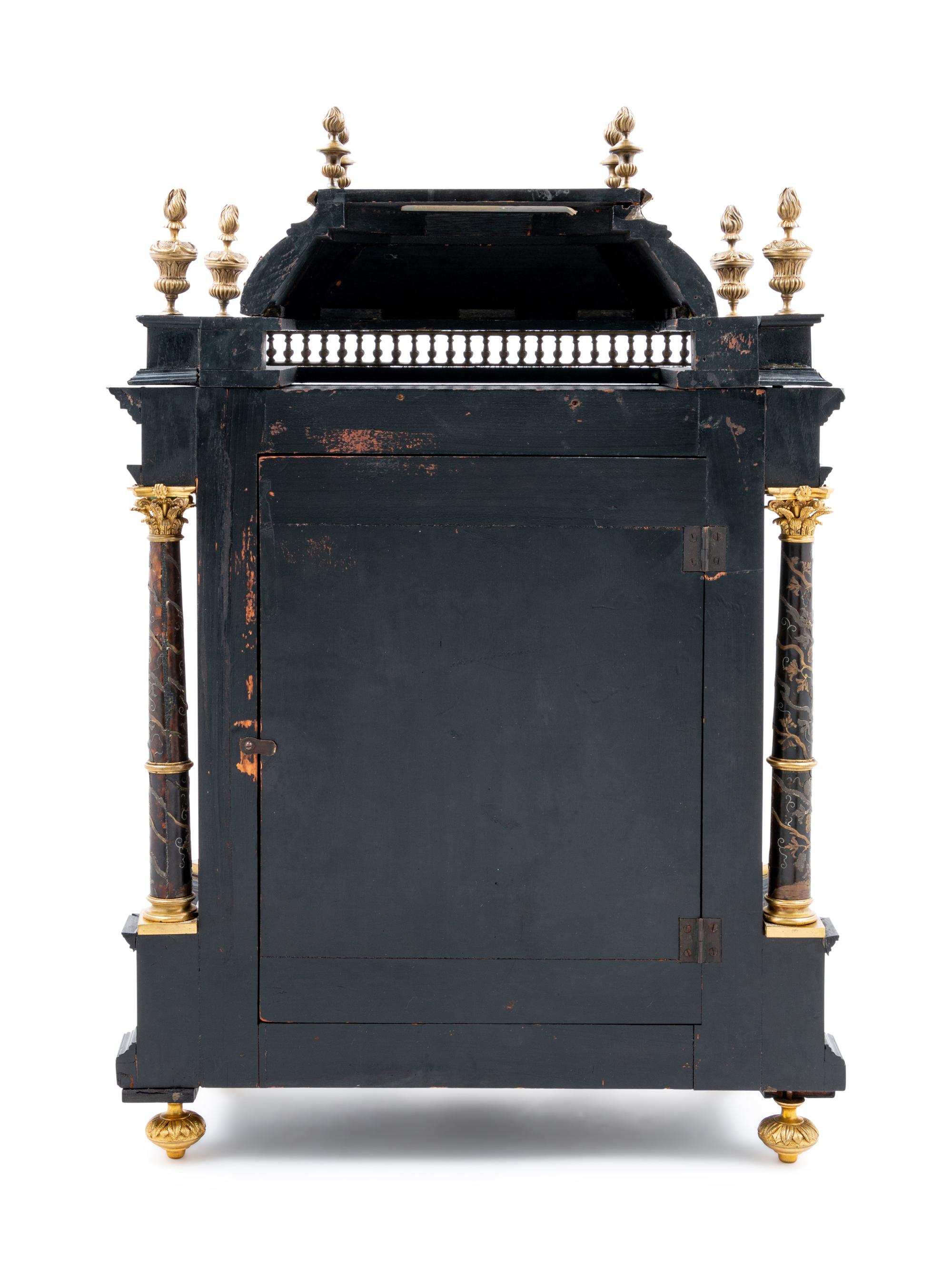 A Napoleon III Pewter and Brass Inlaid Bracket Clock