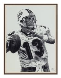 A Group of Nine Artworks of Various Football Players Formerly Displayed at Mike Ditka’s Restaurant