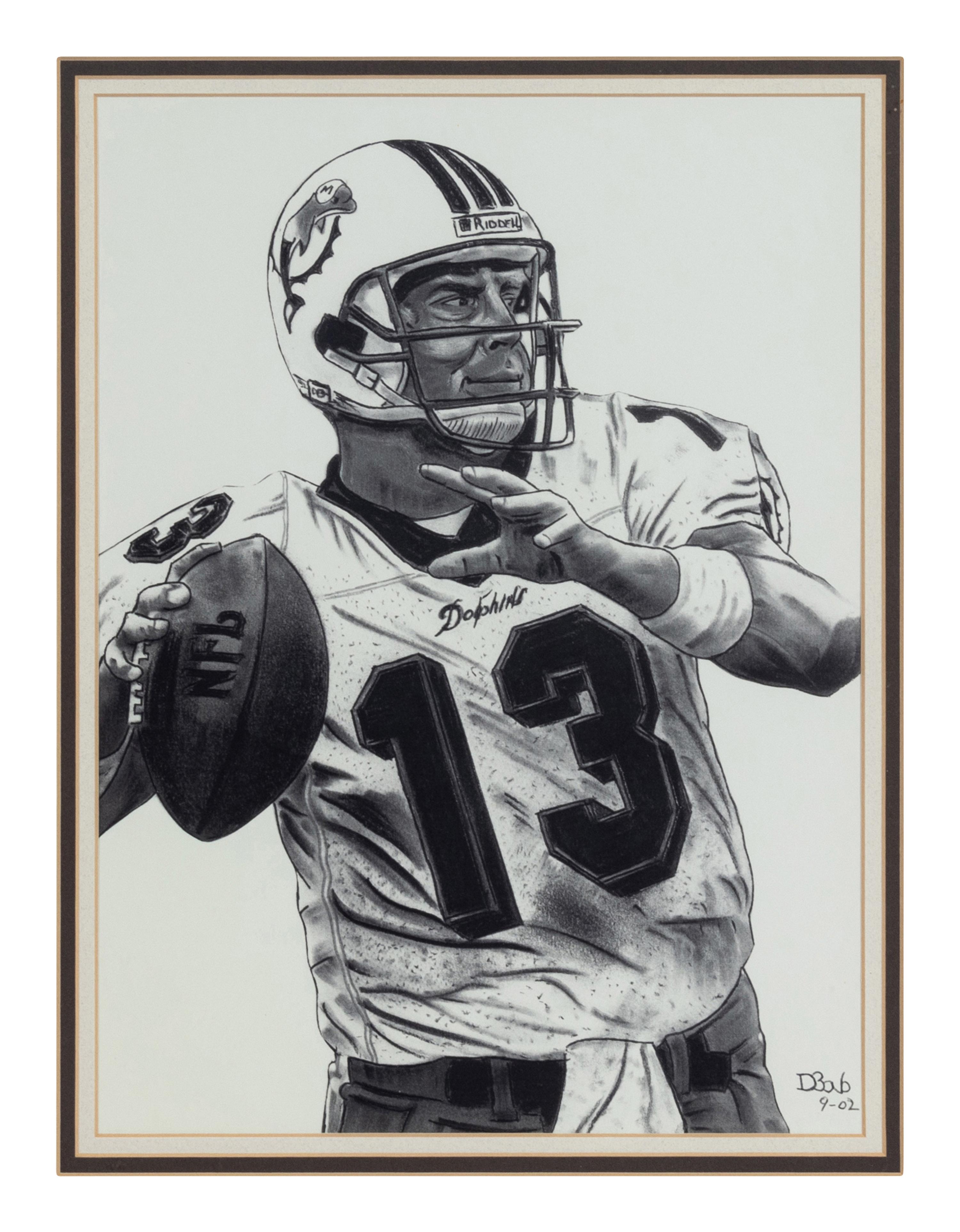 A Group of Nine Artworks of Various Football Players Formerly Displayed at Mike Ditka’s Restaurant
