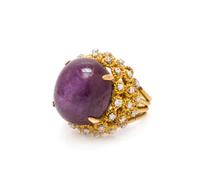 A 14 Karat Yellow Gold, Ruby and Diamond Ring, 14.00 dwts.