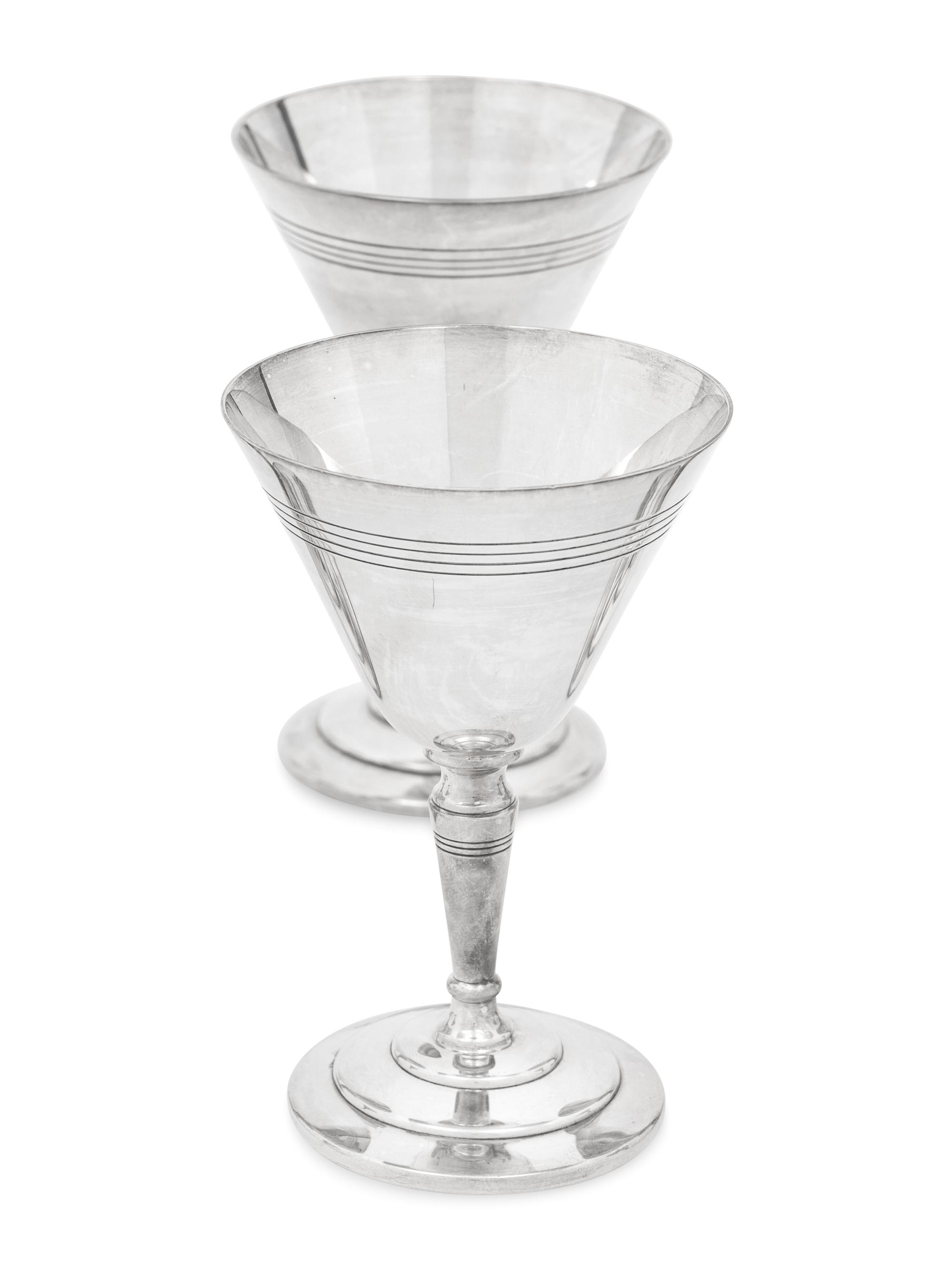 A Set of Eight Mappin and Webb Silver-Plate Art Deco Cocktail Glasses