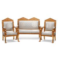 An Italian Neoclassical Style Carved Three-Piece Seating Suite